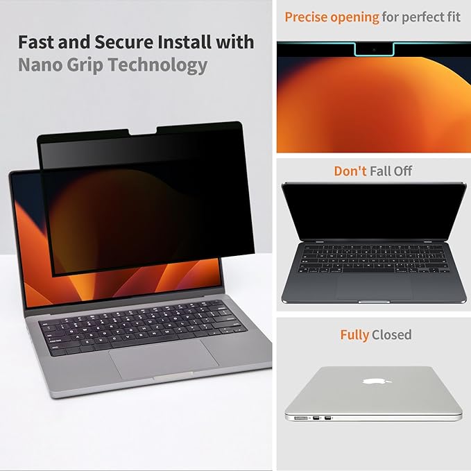 Removable Privacy Screen for MacBook Air 15 Inch (2023-2025, M2, M3, M4), Reduce Eye Strain Laptop Privacy Filter Shield and Protector for Mac 15.3'' (Model A2941 A3114 A3241)