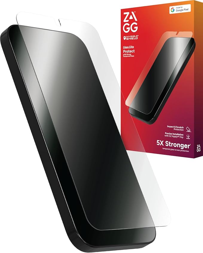 ZAGG Glass Elite Google Pixel 9 Pro XL Screen Protector – Ultra-Strong Tempered Glass with Recycled Content, Fingerprint Resistant, Easy Installation