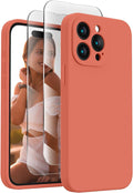 FireNova Designed for iPhone 15 Pro Max Case, Silicone Upgraded [Camera Protection] Phone Case with [2 Screen Protectors], Soft Anti-Scratch Microfiber Lining Inside, 6.7 inch, Pink Pomelo