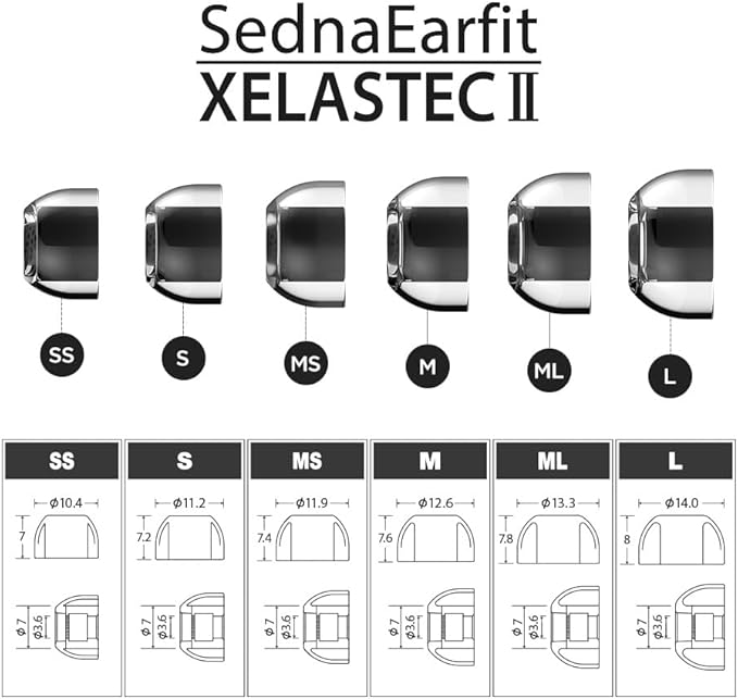 AZLA SednaEarfit XELASTEC 2 (S) - Earbud Tips for Wireless Headphones - Noise Canceling Earbuds Replacement Tips - Eartips Compatible with Sony, Samsung, Beats, JLab, Skullcandy, Sennheiser