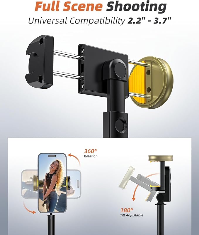 62" Phone Tripod & Selfie Stick, Tripod for iPhone with Remote, Portable, Lightweight Travel Tripod for Selfies Video Recording Vlog, Extendable iPhone Tripod Stand Compatible with iPhone Android