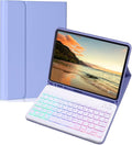 Keyboard Case for Galaxy Tab A8 10.5 Inch 2022, Slim Lightweight 7 Color Rainbow Backlight Detachable Magnetic Keyboard Cover with S Pen Holder,Purple