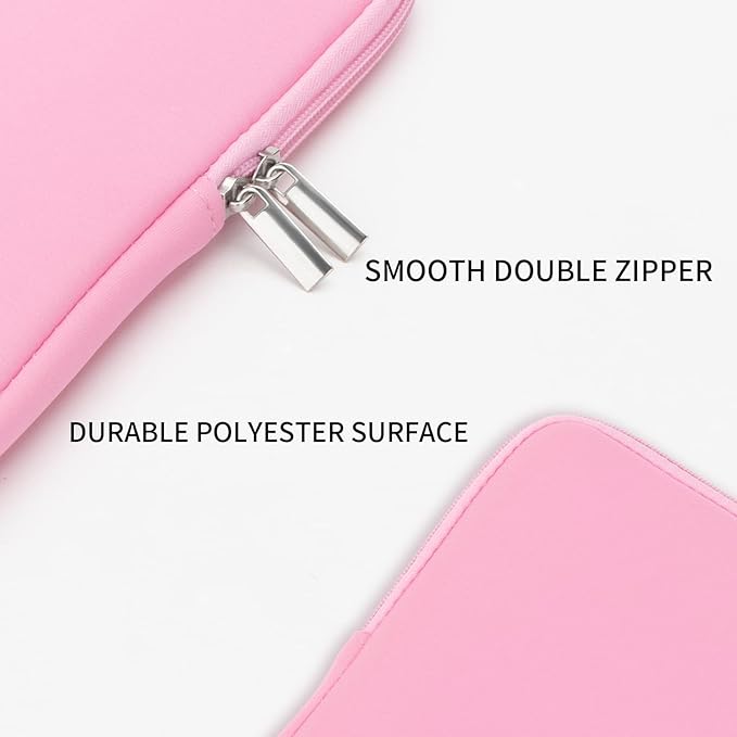 RAINYEAR 15.6 Inch Laptop Sleeve Protective Case Soft Lining Zipper Cover Padded Carrying Bag Compatible with 15.6" Notebook Computer Ultrabook Chromebook (Pink, Upgraded Version)