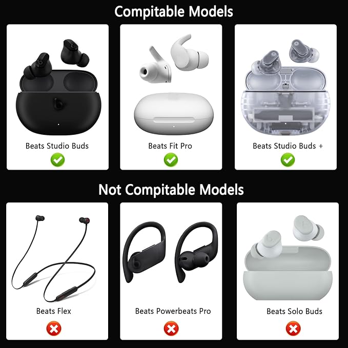 Replacement Silicone Ear Tips for Beats Fit Pro/Studio Buds/Studio Buds+ Headphone, 6 Pairs Earbuds Eartips L/M/S, Eargels Set Fit in Case, Earplug Ear Cap, Ear Buds Accessories-Black