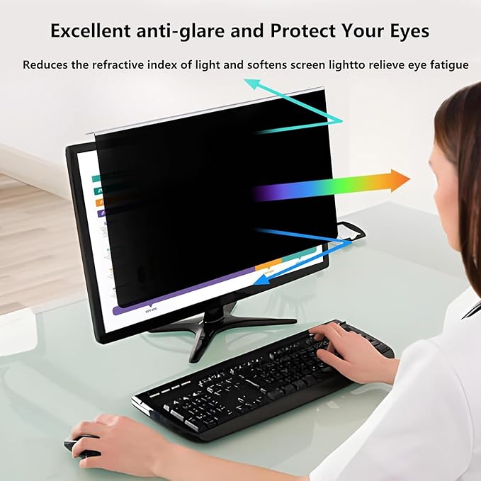 [2 Pack] 32 Inch Hanging Computer Privacy Screen Protector Shield Compatible for 16:9 Widescreen Desktop Monitor - Anti-UV & Blue Light Filter - Hanging Design for Easy On/Off