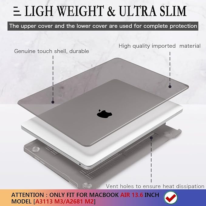CISSOOK Compatible with MacBook Air 13.6 inch Case 2022 2024 2025 Release A2681 - Image 4