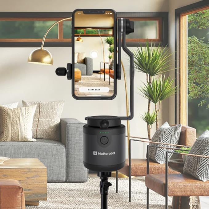 Matterport Axis Gimbal Stabilizer - Motorized Rotating Mount for Professional 3D Virtual Tour 360 Photo Scans with Portable and Foldable Tripod