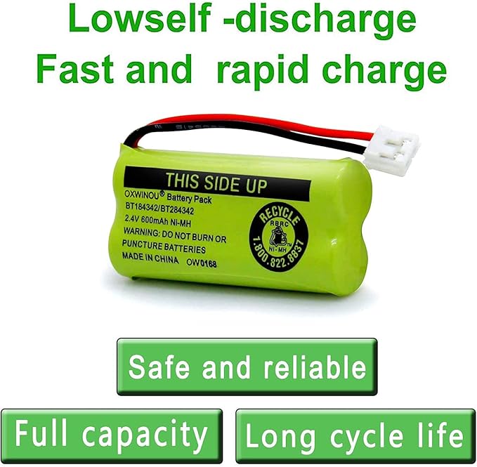 2.4v BT184342 BT284342 BT18433 BT28433 BT183348 BT283348 BT-1011 Replacement Battery Compatible with Phone CS6209 CS6219 CS6229 DS6151 89-1330-01-00 CPH-515D(2-Pack)