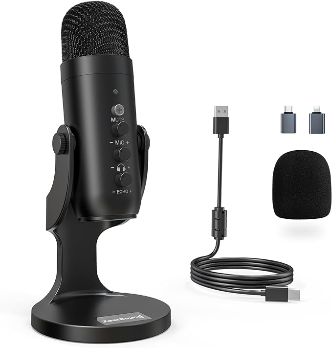 ZealSound USB Microphone, Condenser Computer PC Mic, Plug&Play Gaming by zealsound