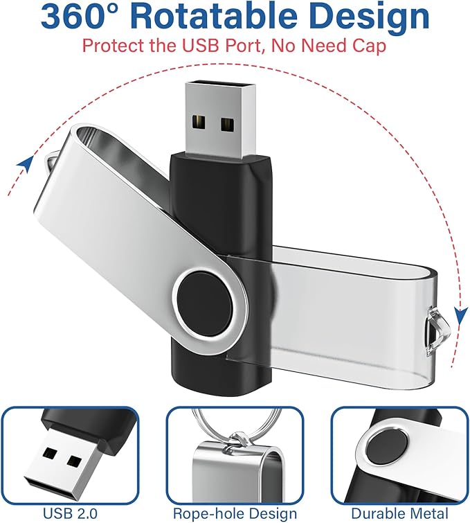 Flash Drives 2GB 20 Pack, Wooolken USB 2.0 Thumb Drives with Keychains Memory Stick USB Drive Pendrive for PC Laptop Computer (Mixcolors)