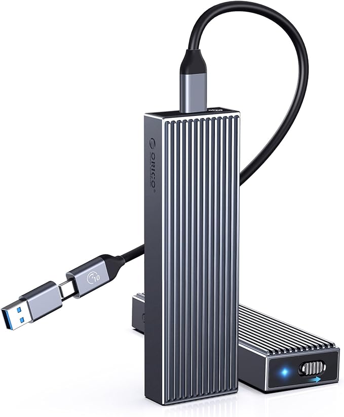 ORICO M.2 NVMe SSD Enclosure Aluminum Tool-Free Adapter, 10Gbps USB3.2 USB-C M2 Reader for M.2 PCIe NVMe M-Key 2230/2242/2260/2280 SSD, Thunderbolt 3 Compatible, External Case Support UASP Trim-BM2G2
