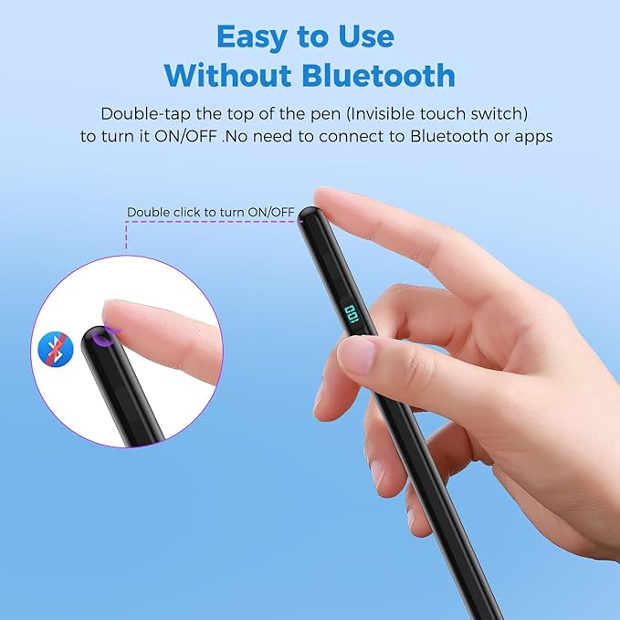 iPad Stylus Pencil(5 Extra Tips) with Magnetic Attachment,USB-C Faster Charge,Tilt Sensitivity Palm Rejection,Compatible with2018-2025 iPad ProM4/12.9/11,Air M3/M2/3/4/5,iPad6-11,Mini5/6/7Gen（Black）