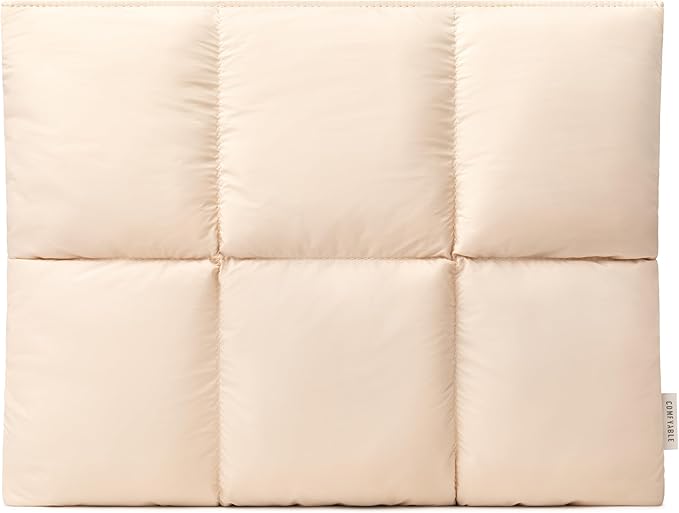 Comfyable Puffy Laptop Sleeve 13 Inch 14 Inch, Quilted Puffer Laptop Carrying Case, Pillow Case Compatible with MacBook Air M4 2025 M3 M2 M1, MacBook Pro M4 Pro/Max, Beige