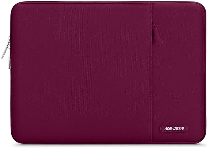 MOSISO Laptop Case 13 inch, 13 inch Laptop Sleeve Compatible with MacBook Air M4 M3 M2 M1 2025-2018 / Pro M2 M1 2025-2016, Polyester Vertical Computer Sleeve Bag with Pocket, Wine Red