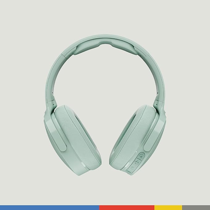 Skullcandy Hesh ANC Over-Ear Noise Cancelling Wireless Headphones with Charging Cable, 22 Hr Battery, Microphone, Works with iPhone Android and Bluetooth Devices - Preppy Sage