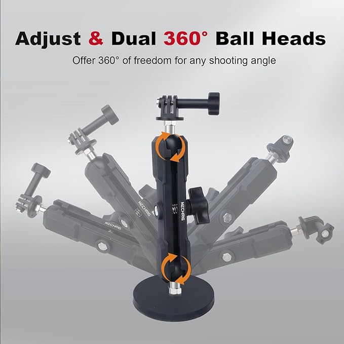 Magnetic Camera Mount for Action Camera, 12 Strong Magnet Base with 360 Rotation Ball Head- Quick Car Holder Attachment for DJl Action 5 Pro 4 Osm0 Pocket 3 GoPrO Max her0 13 12 lnsta36o X5 X4,JC030