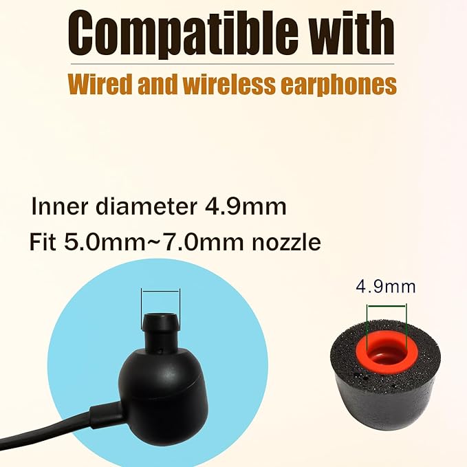 Memory Foam Tips Earbuds Tips Replacement Ear Tips Noise Reduction Anti-Slip - Image 6
