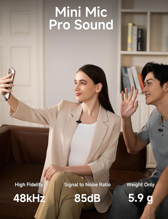 MAONO Wave T1 Mini Wireless Lavalier Microphone for iPhone 16 15 Android Tablet PC with USB-C Plug, Noise Cancellation, AI Voice Filter, 30H Used with Charging Case for Video Recording TikTok YouTube