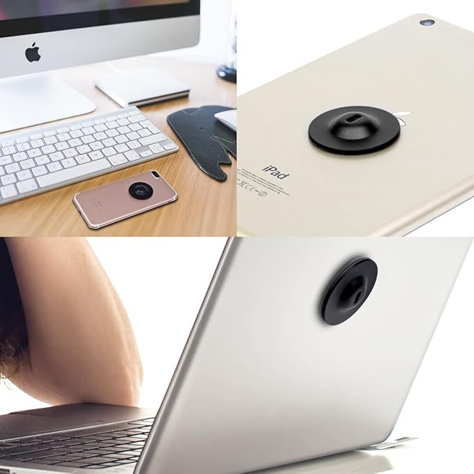 I3C Anchor Plate Adhesive Security Plate, Laptop Lock Plate with Slot, Universal Lock Plate for Laptop, Monitor, Smart Phone, Tablet, Other Electronic Products (Black 4pcs)