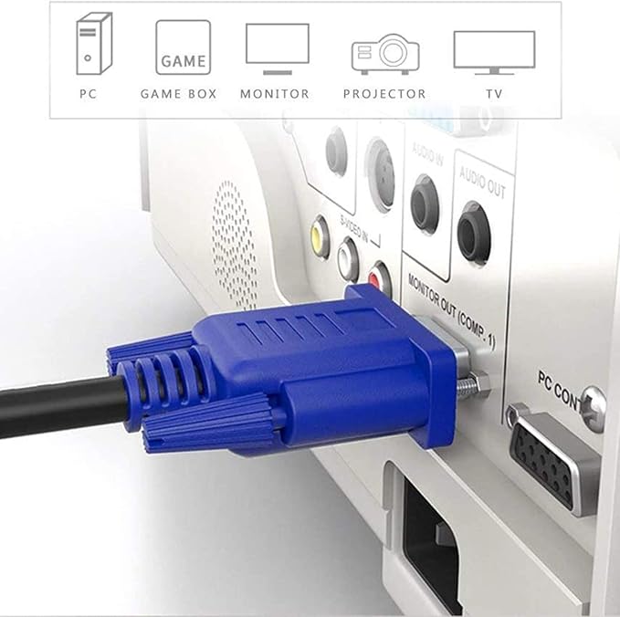 PASOW VGA to VGA Monitor Cable HD15 Male to Male for TV Computer Projector (30 Feet)