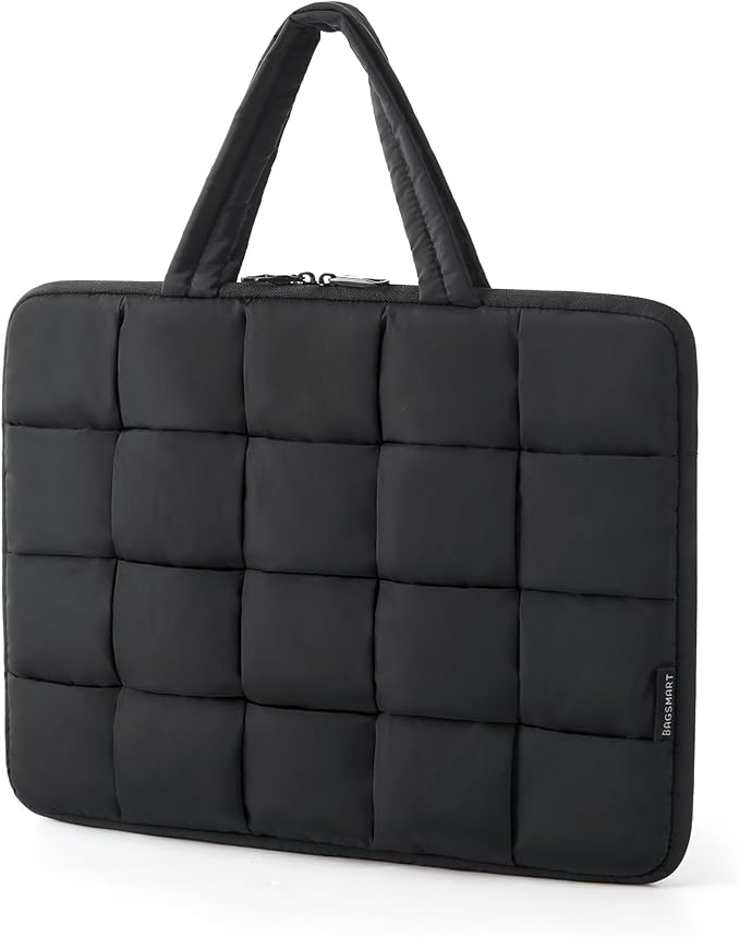BAGSMART 13-14 Inch Laptop Case, Portable Puffy Laptop Sleeve with Handle, Macbook Case Sleeve Compatible with MacBook Air/Pro 13.3 13.6 Inch M4 M3 M2 M1, Computer Sleeve Fitted with Dell,HP, Black