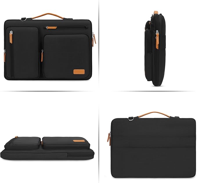 MOSISO 360 Protective Laptop Shoulder Bag,17-17.3 inch Computer Bag Compatible with MacBook, HP, Dell, Lenovo, Asus Notebook,Side Open Messenger Bag with 4 Zipper Pockets&Handle, Black