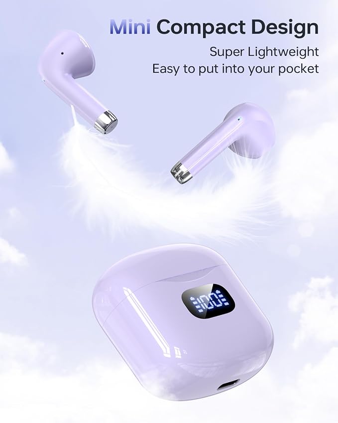 Wireless Earbuds Bluetooth 5.3 Ear Buds, Bluetooth Headphones with LED Display Charging Case, IPX7 Waterproof in-Ear Earphones with Mic for Phone Tablet Sports