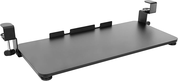 Mount-It! Under-Desk Keyboard Tray, Slide-Out Clamp-On Keyboard and Mouse Drawer, 26.4" W x 11.8" D Ergonomic Retractable Platform for Typing, No-Drill Installation, Black
