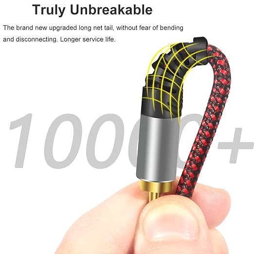 RCA Cable 12Ft,2Rca Male to 2-RCA Male Audio Stereo Subwoofer Cable [Hi-Fi Sound] Nylon-Braided Auxiliary Audio Cord for Home Theater, HDTV, Amplifiers, Hi-Fi Systems,Speakers and etc (12Ft)