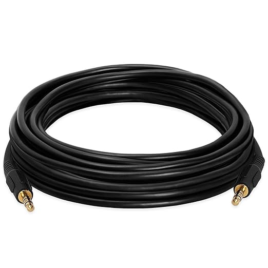 Cmple - 3.5mm Aux Audio Cable Stereo 25 ft Male to Male Speaker Cable Auxiliary Cord Adapter for Car, Phone, Headphones - Black