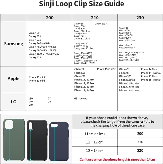 C-Shaped Clip Finger Phone Grip, Sinjimoru Silicone Cell Phone Strap for Phone Case with Clip as Phone Loop Holder for iPhone Case & Samsung Phone. Sinji Loop Clip Navy 210