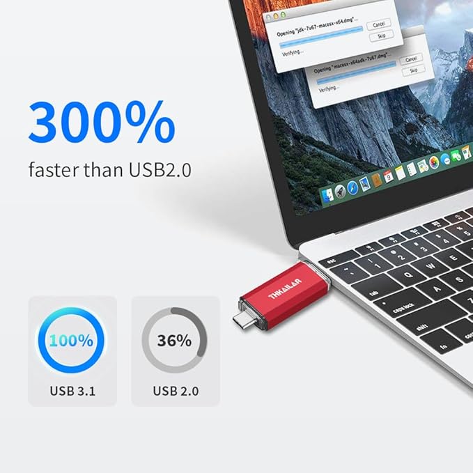 Thkailar USB Flash Drive 512GB,Type A and Type C Ports 2 in 1 OTG USB 3.1 Thumb Drive,Memory Stick for Business Traveler Compatible with iPhone 15/Android Phone/PC/Mac Pro/Laptop(Red)