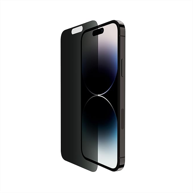 Belkin ScreenForce TemperedGlass Privacy Screen Protector for iPhone 14 Pro - Treated Surface with Anti-Fingerprint Coating and Included Easy Align Tray for Bubble Free Application