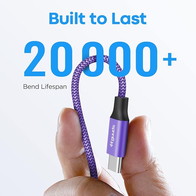 etguuds 6ft USB A to USB C Cable 3A Fast Charging, 2-Pack USB A to USB Type C Charger Cord for iPhone 16 15 Pro/Pro Max/Plus, for Samsung Galaxy S24 S23 S22 S21 S20 S10 A55 A54 Flip Note, Moto, Purple
