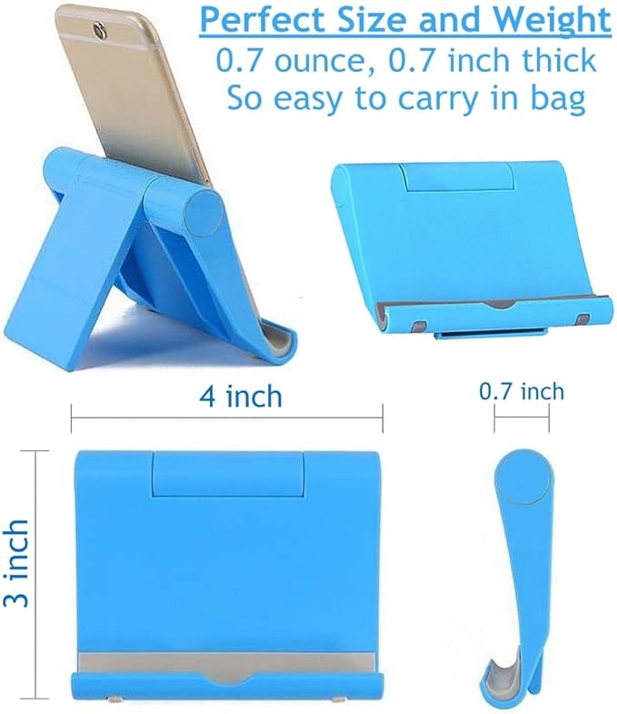 Adjustable Foldable Cell Phone Stand for Desk, Compatible with Most Devices, 1.5 Ounces, Blue
