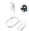 TROND 360° Rotating Flat Plug Extension Cord Surge Protector 6ft, Small Power Strip with 900 Joules, 3 Side Grounded Outlets, 13A, SPT 16/3 Gauge Wire, for Indoor Home Office Dorm Room Travel, White