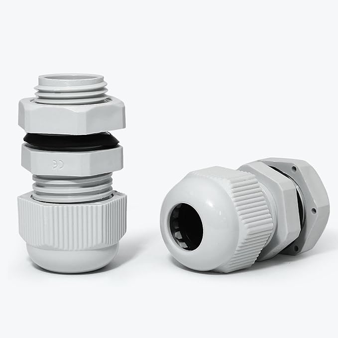 20 Pcs 3/8" NPT Nylon Cable Glands, IP68 Waterproof Adjustable Cord Grip Cable Connector Strain Relief Wire Protectors for 5-9mm Cable Diameter, Grey