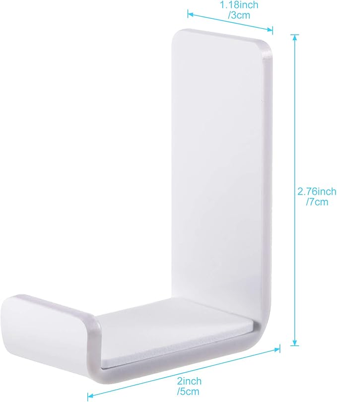 Weewooday 4 Pieces Headphone Hanger Holder Desk Adhesive Headphone Hook Wall Mount Headset Stand Acrylic Holder with Glues for General Purpose Game Earphone(White)