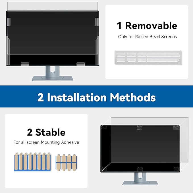 IPROKKO [2-Pack] 24 Inch Computer Privacy Screen Filter for 16:9 Widescreen Monitor, Removable 24inch Anti Blue Light Glare Privacy Shield, Anti Spy Security Protector for Hp Dell Asus Acer Samsung