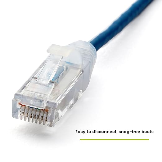TRUECABLE Cat6 Component Rated Patch Cable, Unshielded (U/UTP), 7ft, Blue, 28AWG Solid Copper, Snagless 10G High-Speed Ethernet Cable, PoE++ 4PPoE 100W, UL Listed, RoHS-3, 5 Pack