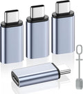 MoKo 4 Pack Lightning Female to USB C Male Adapter,USB-C Lightning Adapter for iPhone 15/16 Pro/16 Pro Max/Plus,Galaxy S24,iPad,iPhone to USB C Adapter for Charging/Data Sync, NOT for Audio/OTG, Gray