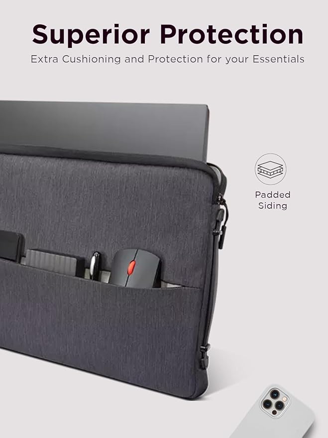 Lenovo Urban Laptop Sleeve 15.6 Inch for Laptop/ Notebook/Tablet Compatible with MacBook Air/Pro Water Resistant - Charcoal Grey