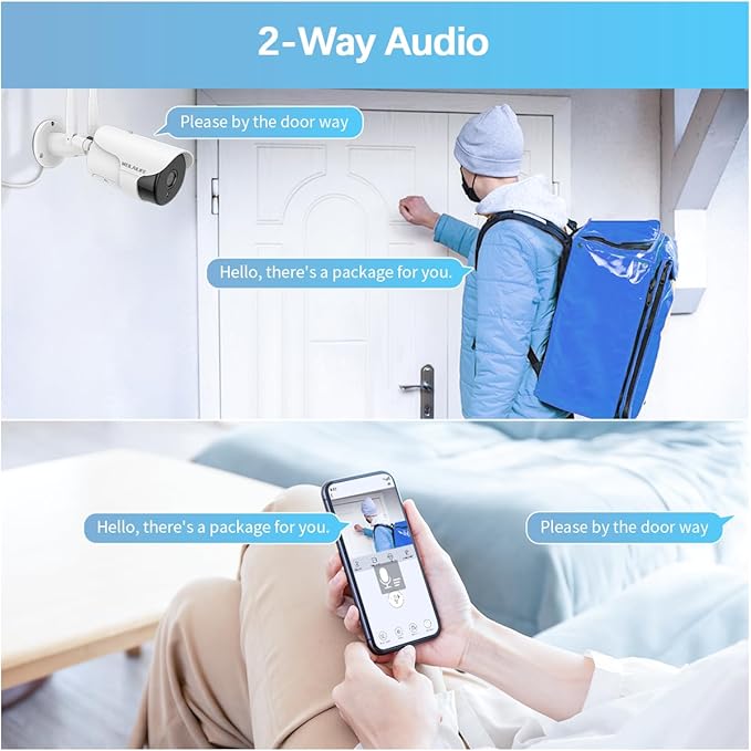 【2-Way Audio & Super Night Vision】 Outdoor Wireless Security Camera System, Wireless DVR System, WiFi Video Surveillance, Home Security Cameras