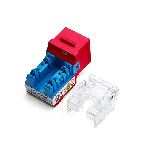 trueCABLE Cat6 Keystone Jack, Unshielded (UTP), 90 Degree Punch-Down, PoE++ (4PPoE) 100W, UL Listed, ETL Verified, ANSI/TIA Certified, Modular RJ45 Female, Red, 12 Pack