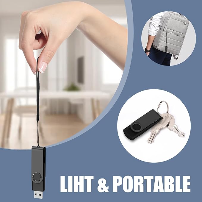 EASTBULL 8GB USB Flash Drive Bulk Thumb Drives 20 Pack with Lanyards USB 2.0 8GB Memory Sticks Zip Drive Pen Drive for Storage and Backup Black 20PCS