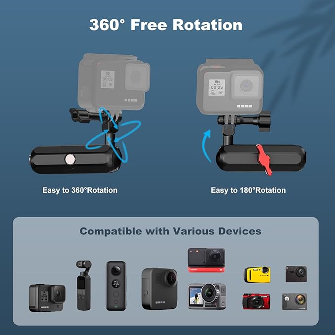 Clamp Mount for Action Camera, Super Camera Clamp Mount with Double Ball Head Magic Arm Fit for DJl,Go pr0, lnsta36o X5 X4 X3，Motorcycle Rearview Mirror Mounts & Aluminum Alloy - 360°Rotating, 78004