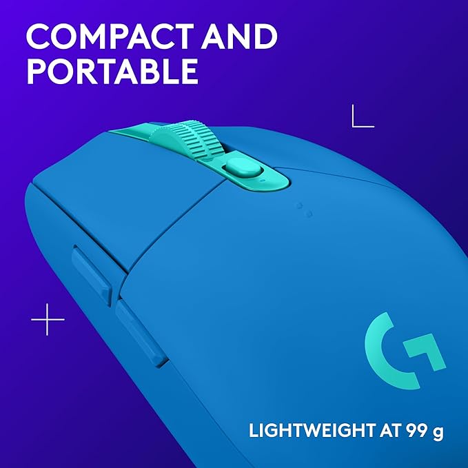 Logitech G305 LIGHTSPEED Wireless Gaming Mouse, Hero 12K Sensor, 12,000 DPI, Lightweight, 6 Programmable Buttons, 250h Battery Life, On-Board Memory, PC/Mac - Blue