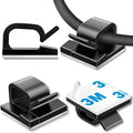 65 Pcs Cable Clips, Adhesive Cable Organizer Cord Holder Wire Clip Wire Management Self Adhesive Hooks Wire Holder for Office, Home(Black, 65PCS -Large)