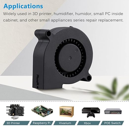 GDSTIME 50mm USB Fan, 50mm x 15mm Blower 5V DC Brushless Cooling Fan