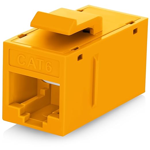 Everest 24-Pack Yellow Cat6 RJ45 Keystone Coupler - Female to Female Cat6 Keystone Jacks - Ethernet Couplers - Ethernet Cable Extender